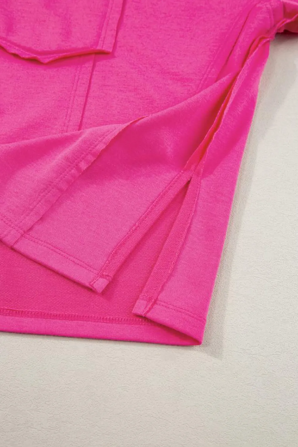 Hot Dear-Lover Patched Pocket Exposed Seam Oversize T-shirt Bright Pink