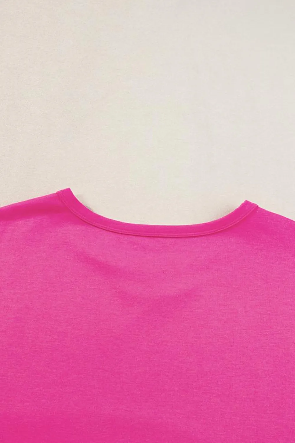 Hot Dear-Lover Patched Pocket Exposed Seam Oversize T-shirt Bright Pink