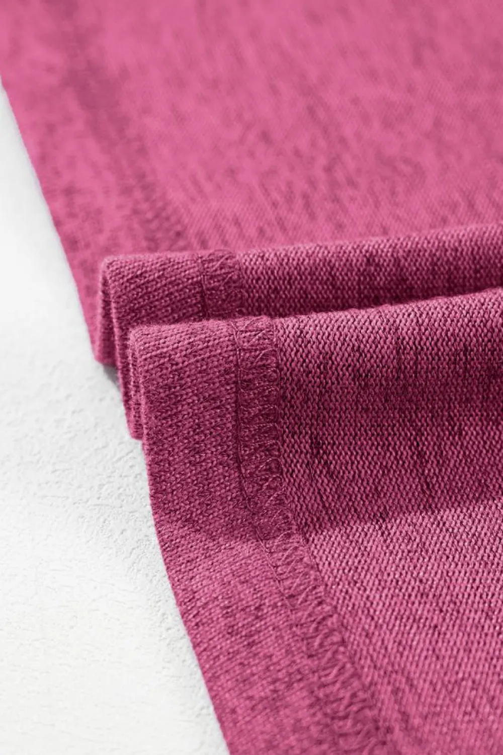Online Dear-Lover Ribbed Splicing Sleeve Round Neck T-shirt Bright Pink