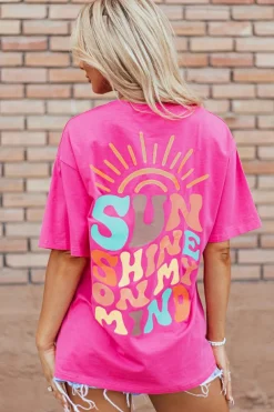 Discount Dear-Lover SUNSHINE ON MY MIND Graphic Tee Bright Pink