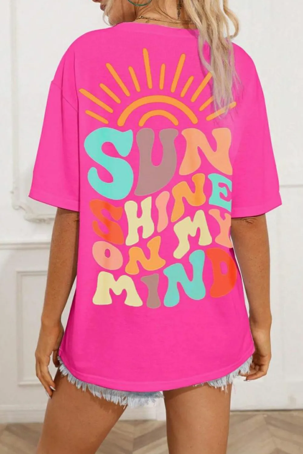 Discount Dear-Lover SUNSHINE ON MY MIND Graphic Tee Bright Pink