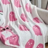 Discount Dear-Lover Two-Tone Colorblock Halloween Cute Ghost Printed Blanket Bright Pink