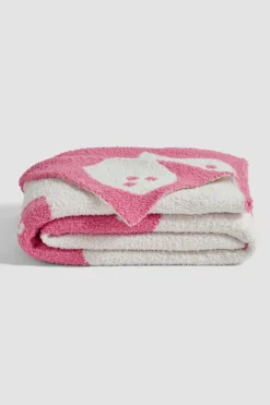 Discount Dear-Lover Two-Tone Colorblock Halloween Cute Ghost Printed Blanket Bright Pink