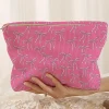 Online Dear-Lover Valentines Fashion Bow Print Ribbed Storage Bag Bright Pink
