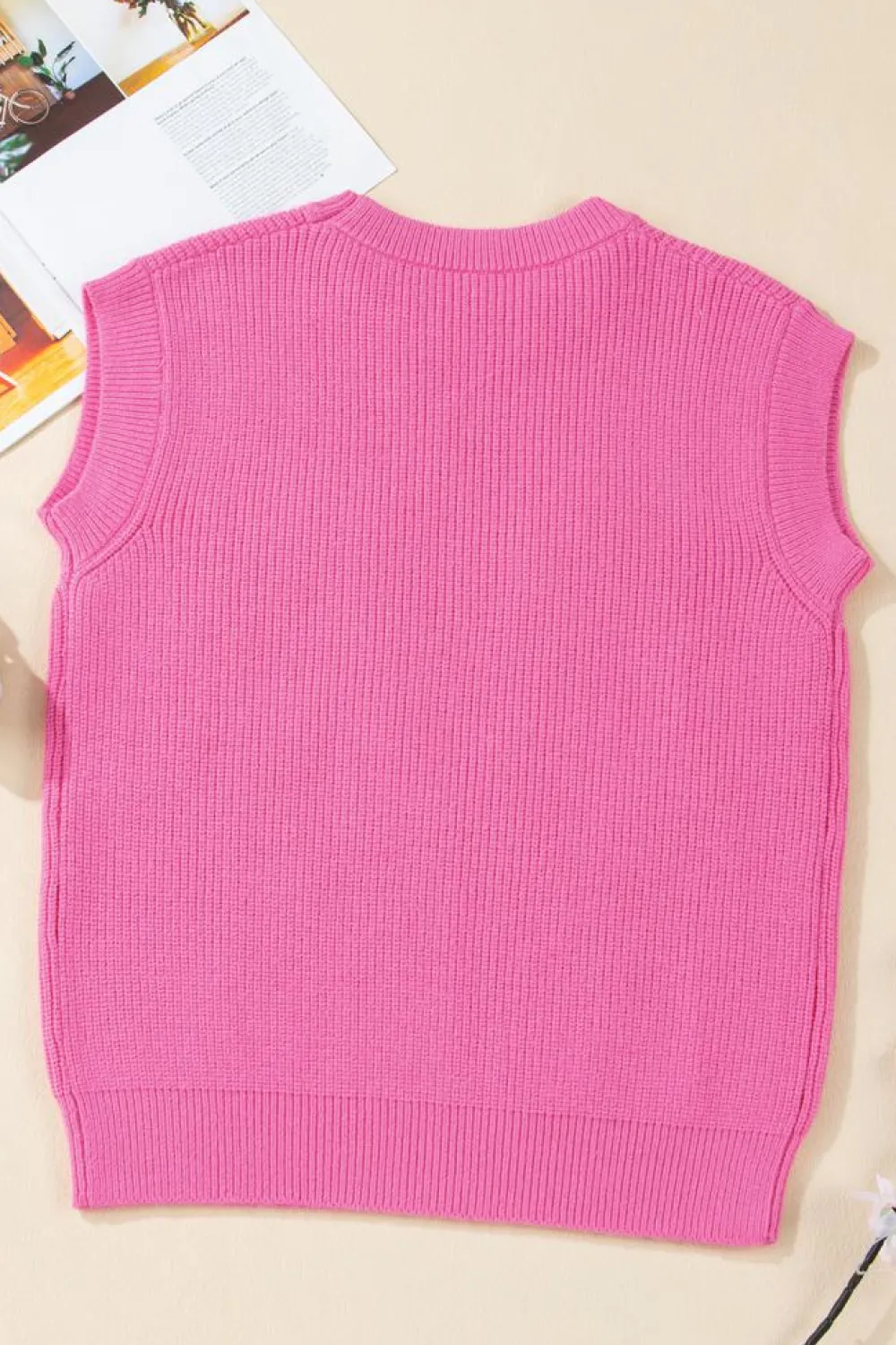 Clearance Dear-Lover Western Horse Embroidered Round Neck Sweater Tee Bright Pink