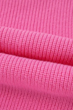Clearance Dear-Lover Western Horse Embroidered Round Neck Sweater Tee Bright Pink