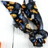Online Dear-Lover Halloween Pumpkin Face Printed Satin Scrunch Hair Tie Bristol Black