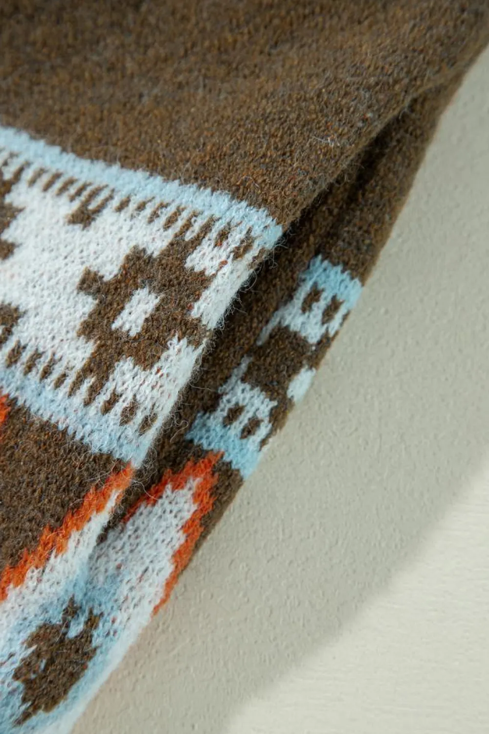 Outlet Dear-Lover Aztec Print Open Front Knitted Cardigan Brown