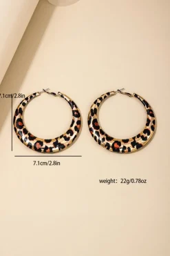 Online Dear-Lover Bold Leopard Ring Hoop Earrings Brown