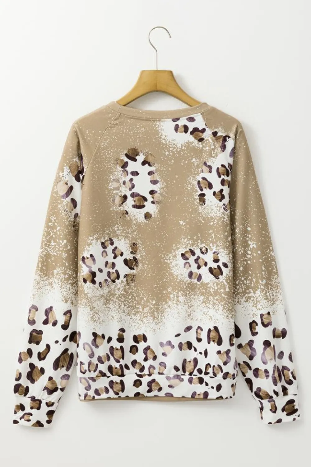 Online Dear-Lover Cheetah Print Round Neck Raglan Sleeve Sweatshirt Brown