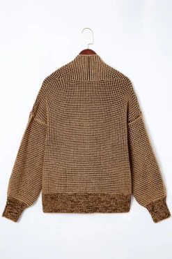 Outlet Dear-Lover Chunky Waffle Knit Oversized Collar Cardigan Brown