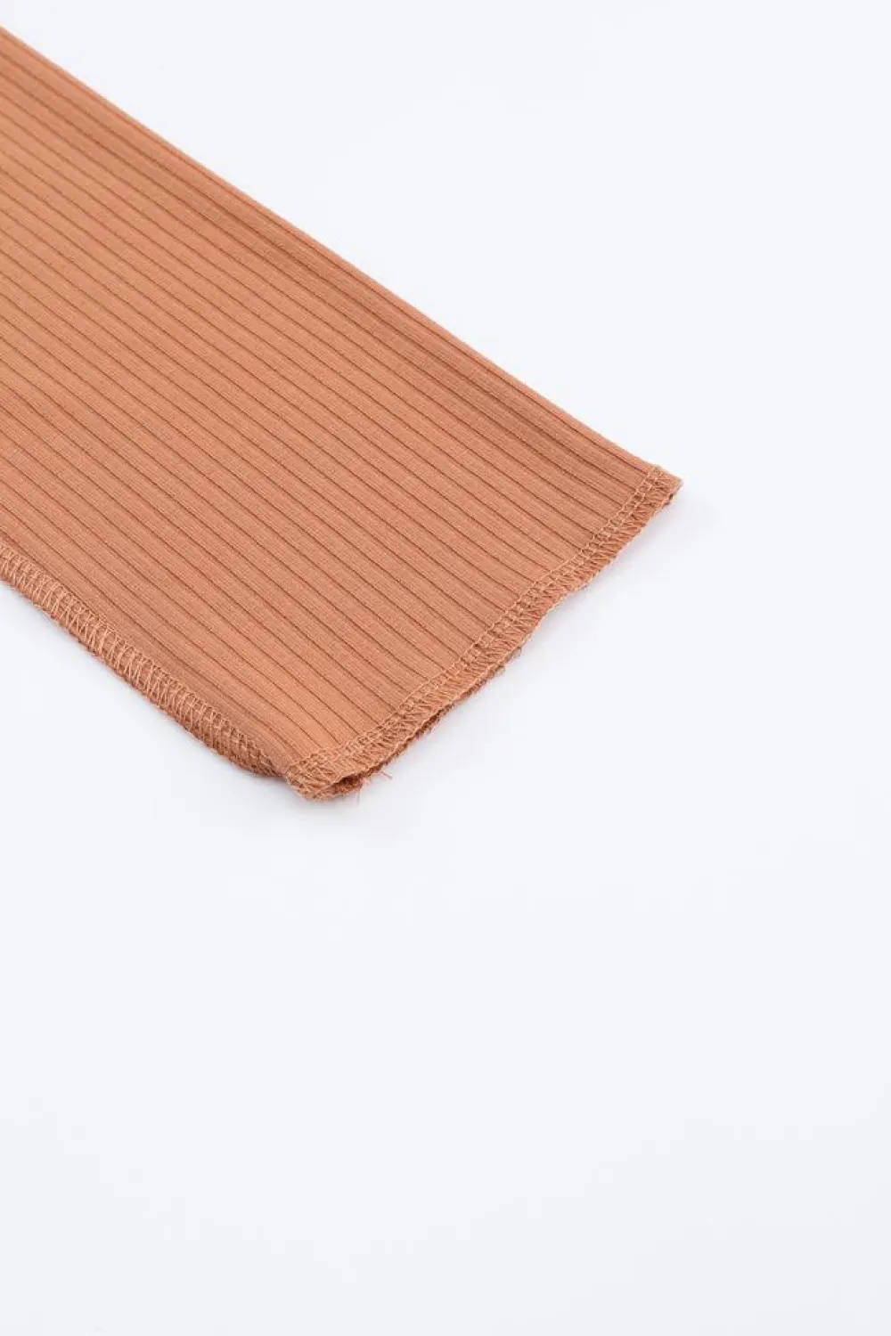 New Dear-Lover Expose Seam Color Block Ribbed Knit Top Brown