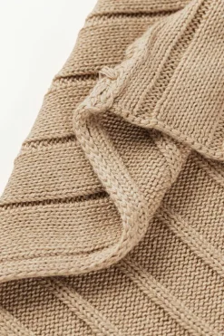 Hot Dear-Lover Exposed Seam Ribbed Knit Dolman Top Brown