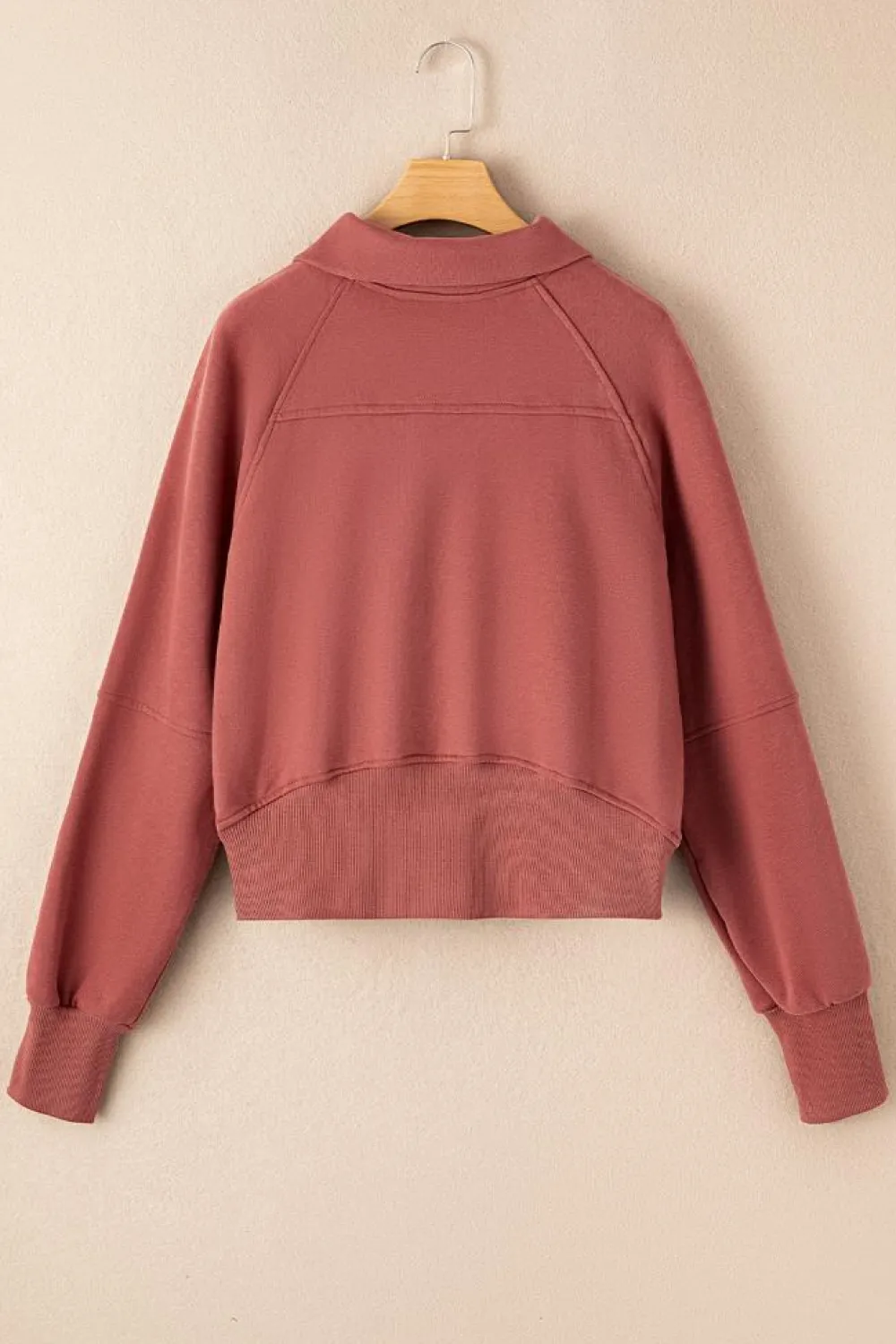 Online Dear-Lover Fleece Lined Zip Up Stand Collar Thumbhole Sleeve Sweatshirt Brown