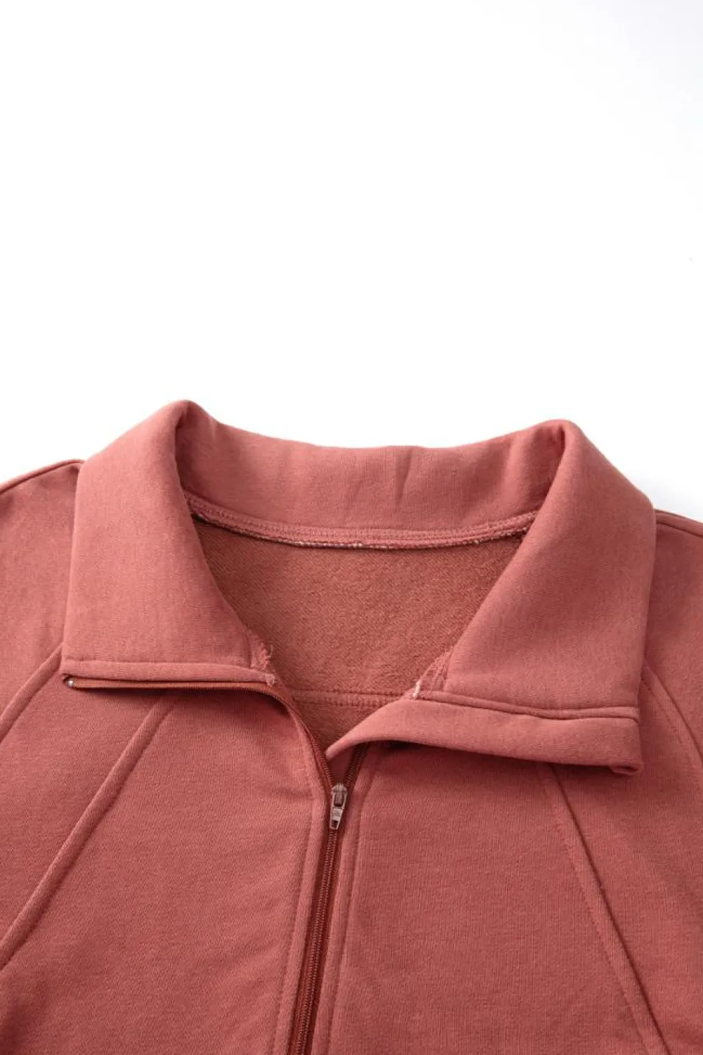 Online Dear-Lover Fleece Lined Zip Up Stand Collar Thumbhole Sleeve Sweatshirt Brown