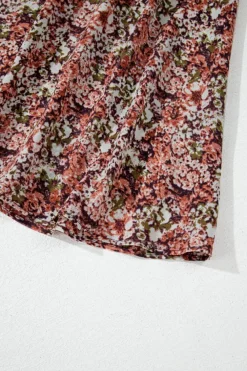 Best Dear-Lover Floral Print Split Front Tiered Frilled V Neck Midi Dress Brown