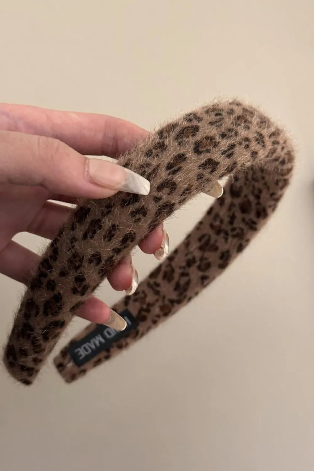 New Dear-Lover Fuzzy Leopard Print Headband Brown