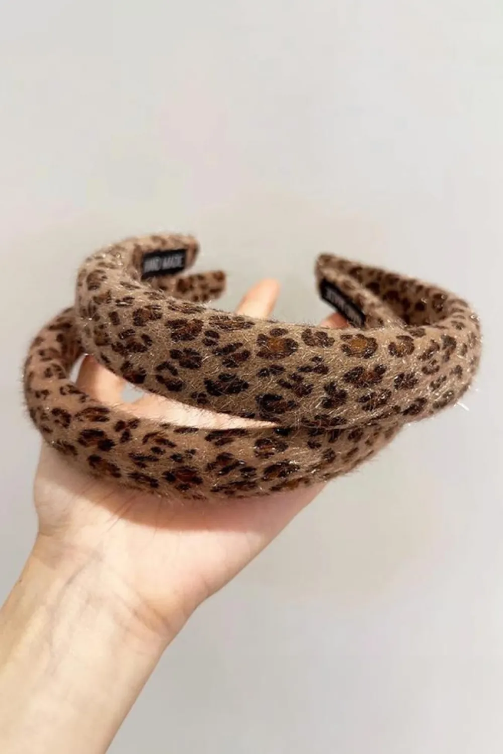 New Dear-Lover Fuzzy Leopard Print Headband Brown
