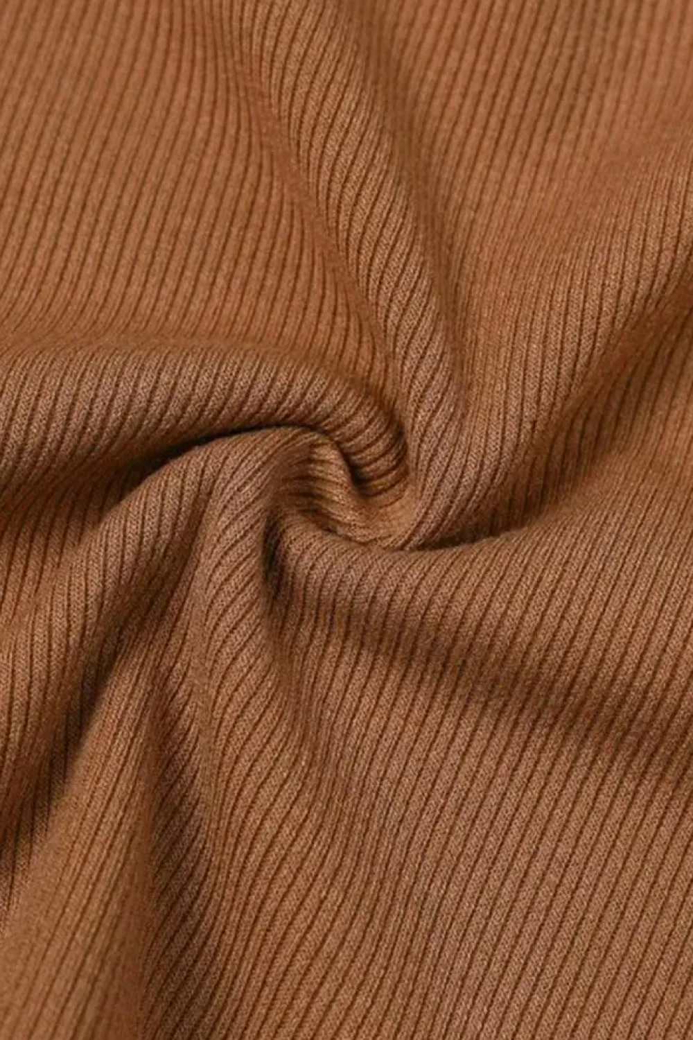 Fashion Dear-Lover Gold Chain Straps Rib Knit Tank Top Brown