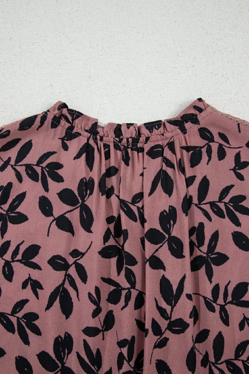 Best Dear-Lover Leaf Print Lace-up V Neck Crinckled Tank Top Brown