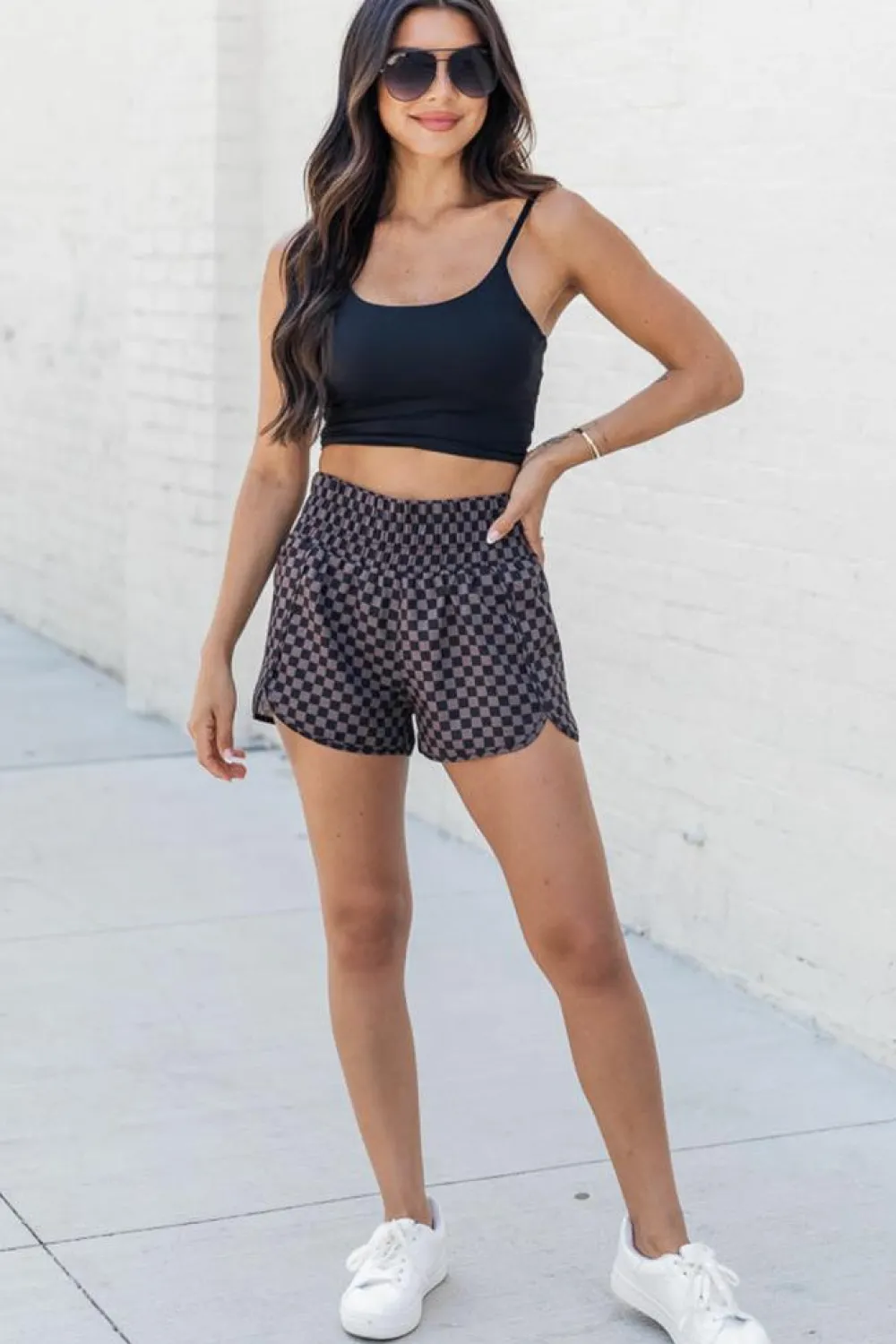 Discount Dear-Lover Leopard High Waisted Athletic Shorts Brown