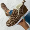 Sale Dear-Lover Leopard Print Ankle Patched Flat Winter Fur Boots Brown