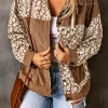 Hot Dear-Lover Leopard Print Corduroy Long Sleeve Jacket Brown