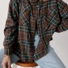 Hot Dear-Lover Plaid Print Chest Pockets Buttoned Shirt Jacket Brown