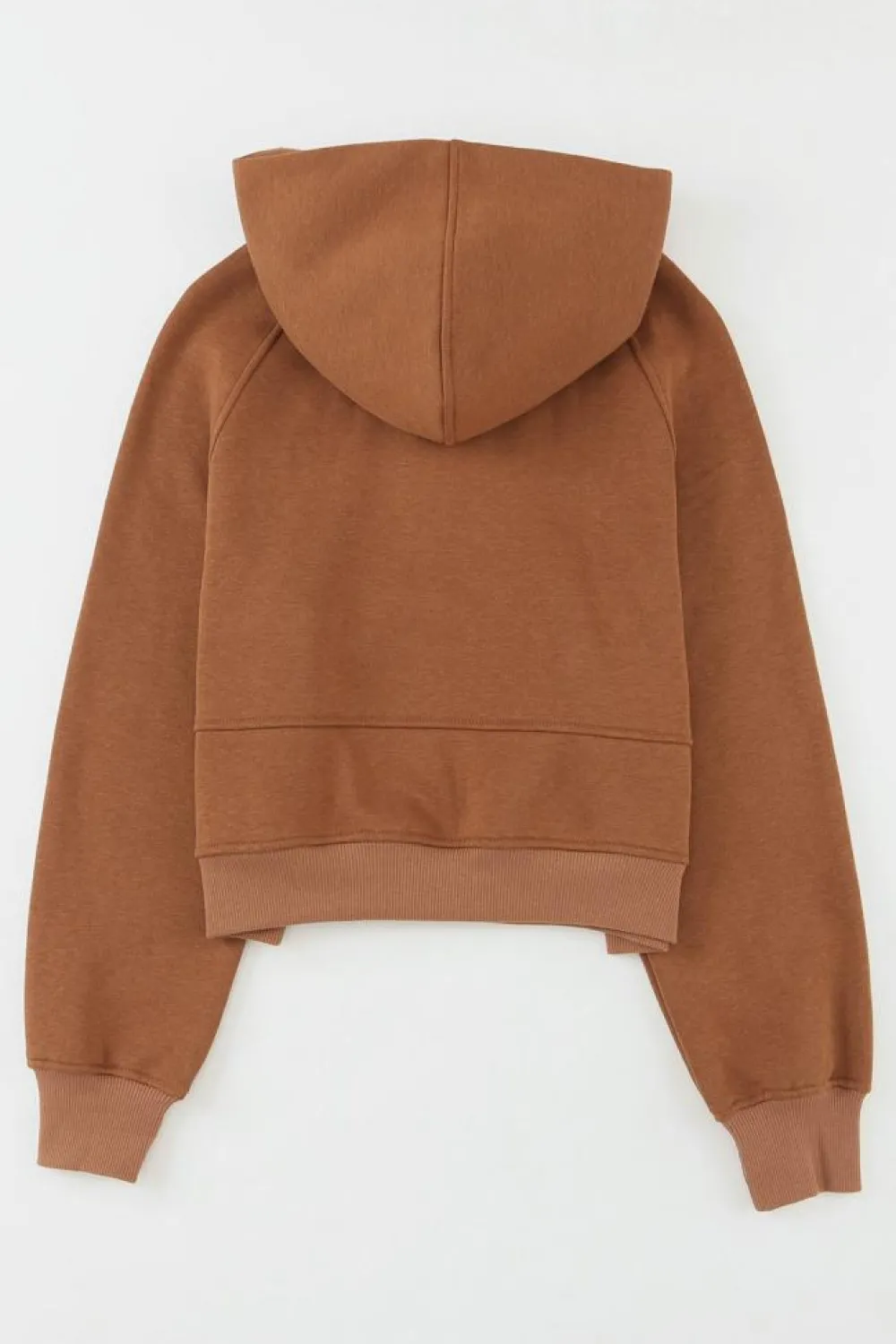 Discount Dear-Lover Quarter Zip Kangaroo Pocket Hoodie Brown
