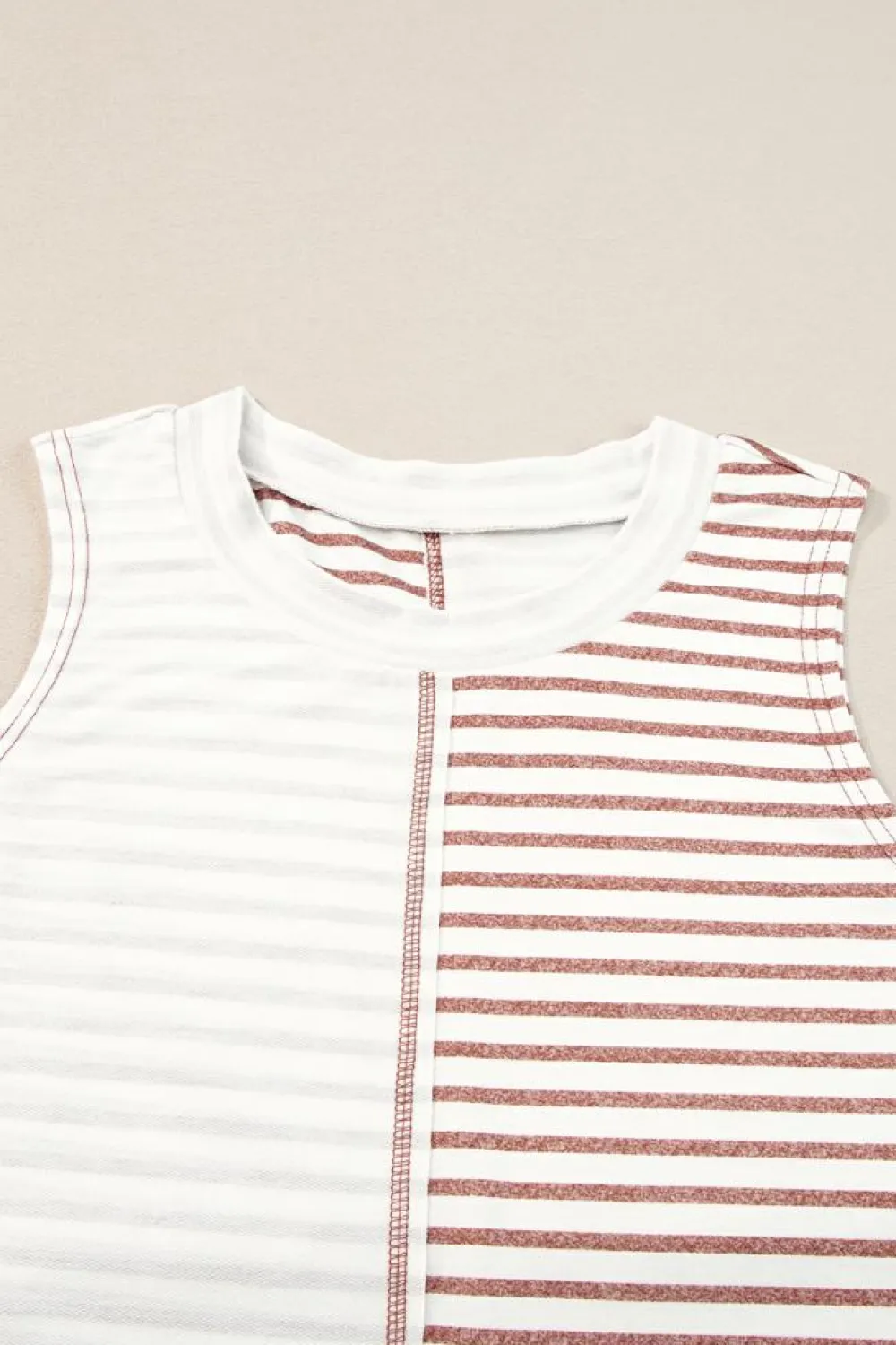 Sale Dear-Lover Colorblock Loose Tank Top Brown Stripe