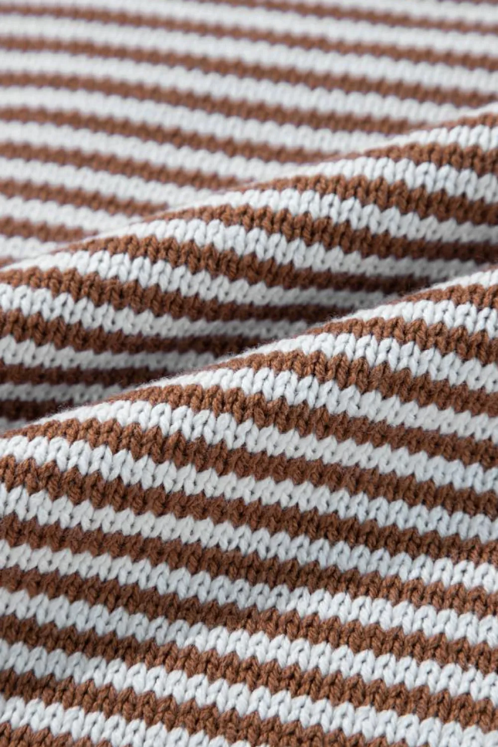 Clearance Dear-Lover Geometric Textured Drop Shoulder Sweater Brown Stripe