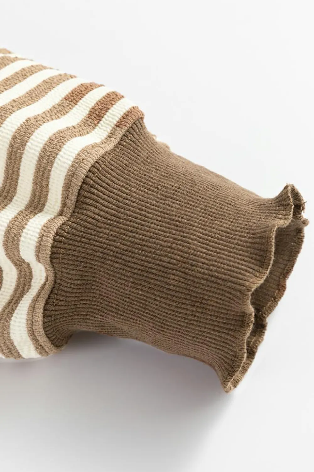 New Dear-Lover Loose Drop Shoulder Long Sleeve Top Brown Stripe