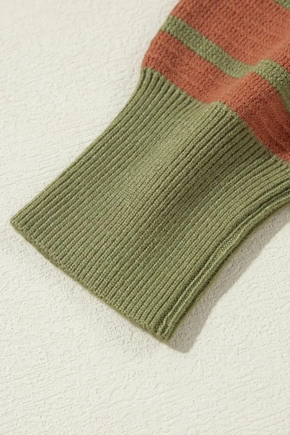 Outlet Dear-Lover Trimmed Round Neck Drop Shoulder Loose Sweater Brown Stripe