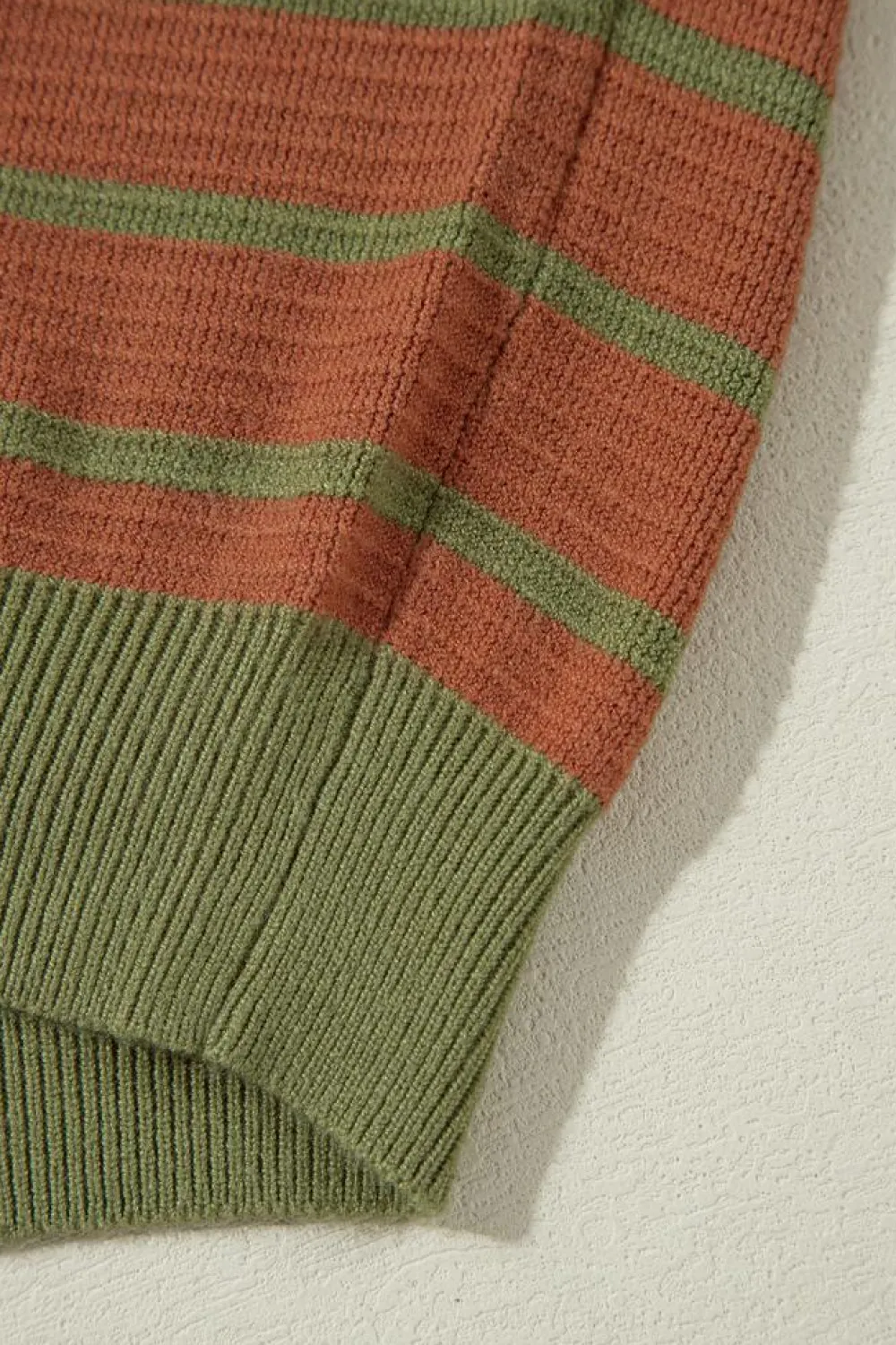 Outlet Dear-Lover Trimmed Round Neck Drop Shoulder Loose Sweater Brown Stripe