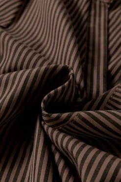 Sale Dear-Lover V Neck Roll Up Sleeve Pocket Patched Classic Shirt Brown Stripe