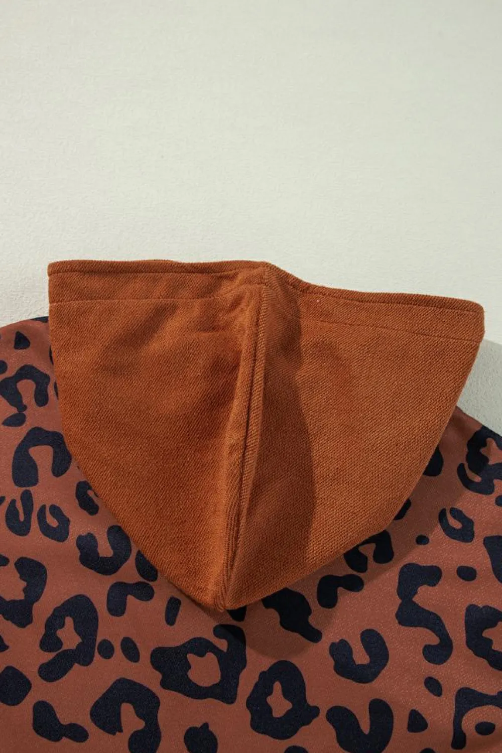 Outlet Dear-Lover Textured Knit Patchwork Leopard Hoodie Brown