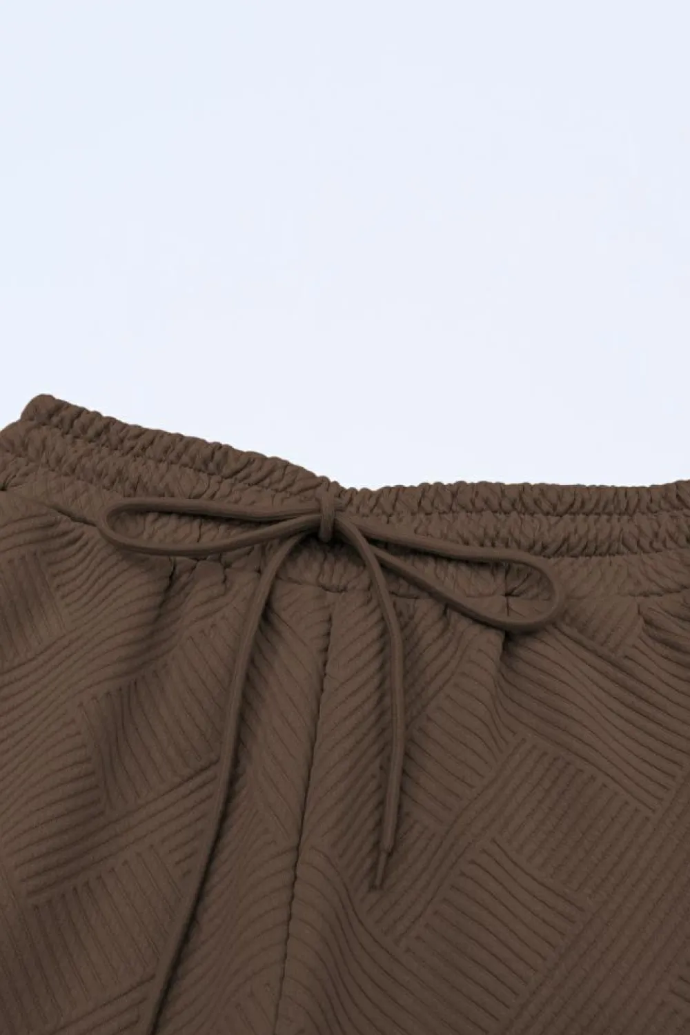 Online Dear-Lover Textured Loose Fit T Shirt and Drawstring Pants Set Brown