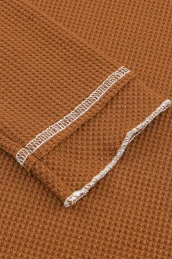 Outlet Dear-Lover Textured Round Neck Long Sleeve Top Brown