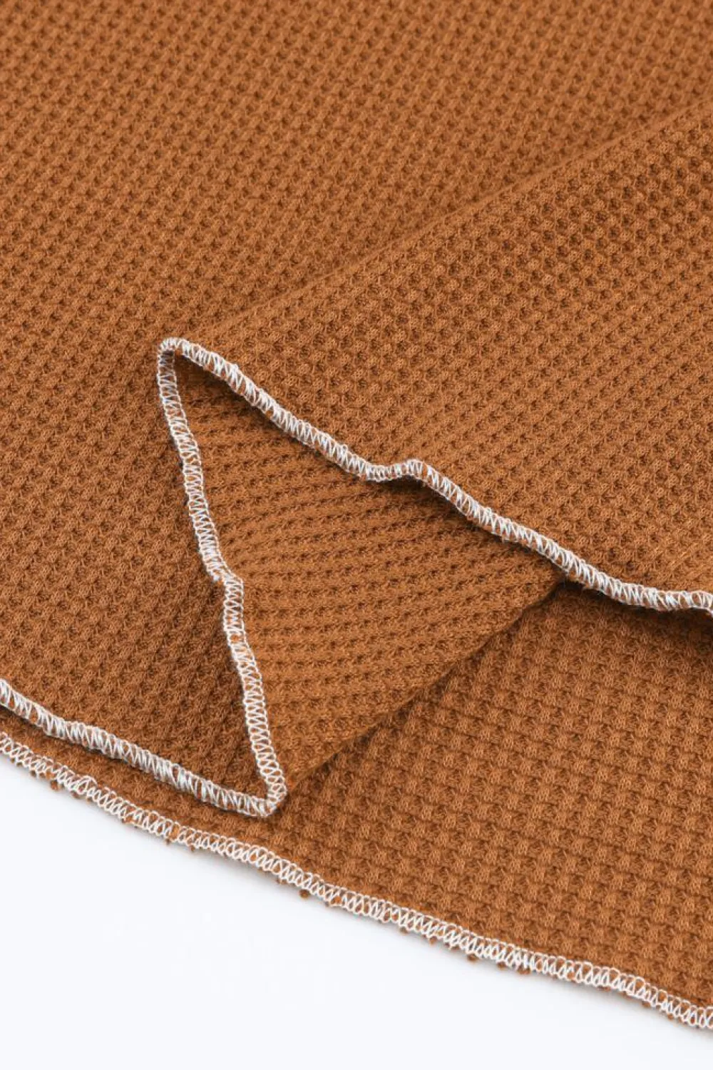 Outlet Dear-Lover Textured Round Neck Long Sleeve Top Brown