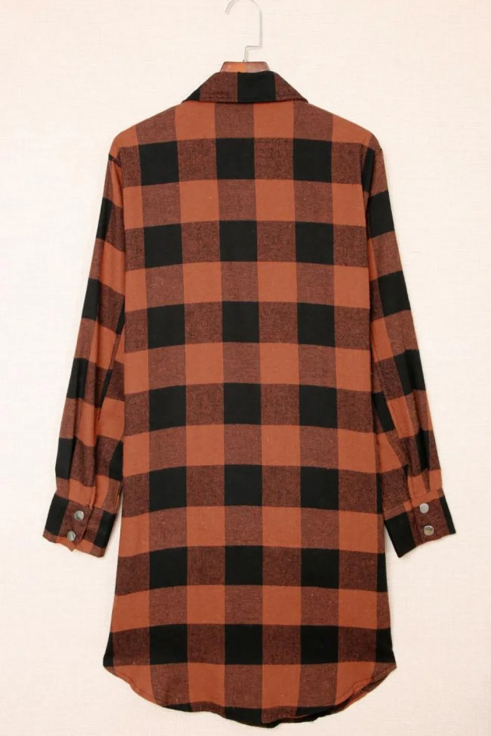 Outlet Dear-Lover Turn-down Collar Plaid Shirt Coat Brown