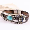 New Dear-Lover Turquoise Faux Leather Multi-layered Bracelet Brown