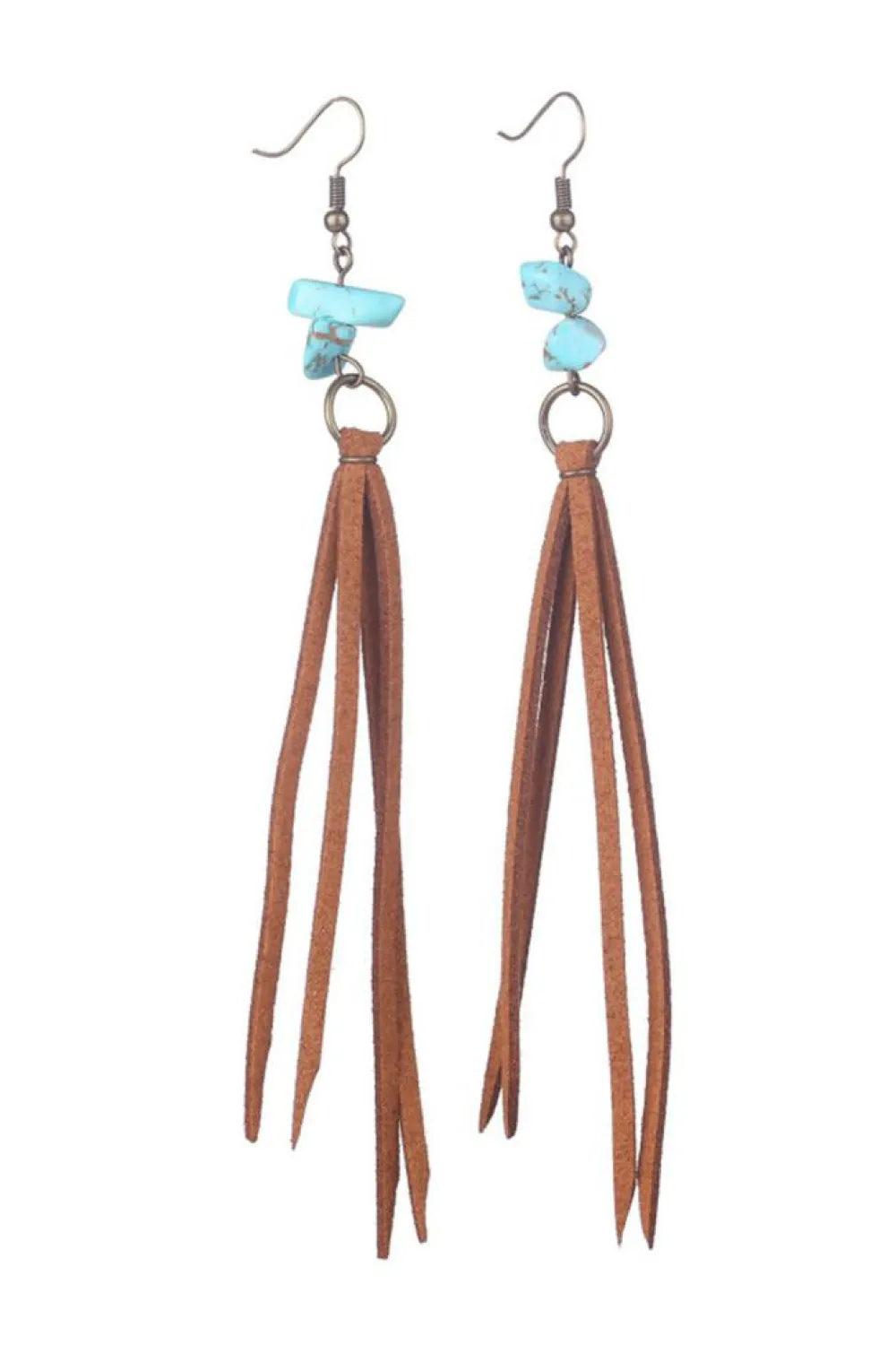 Fashion Dear-Lover Turquoise Tassel Drop Earrings Brown