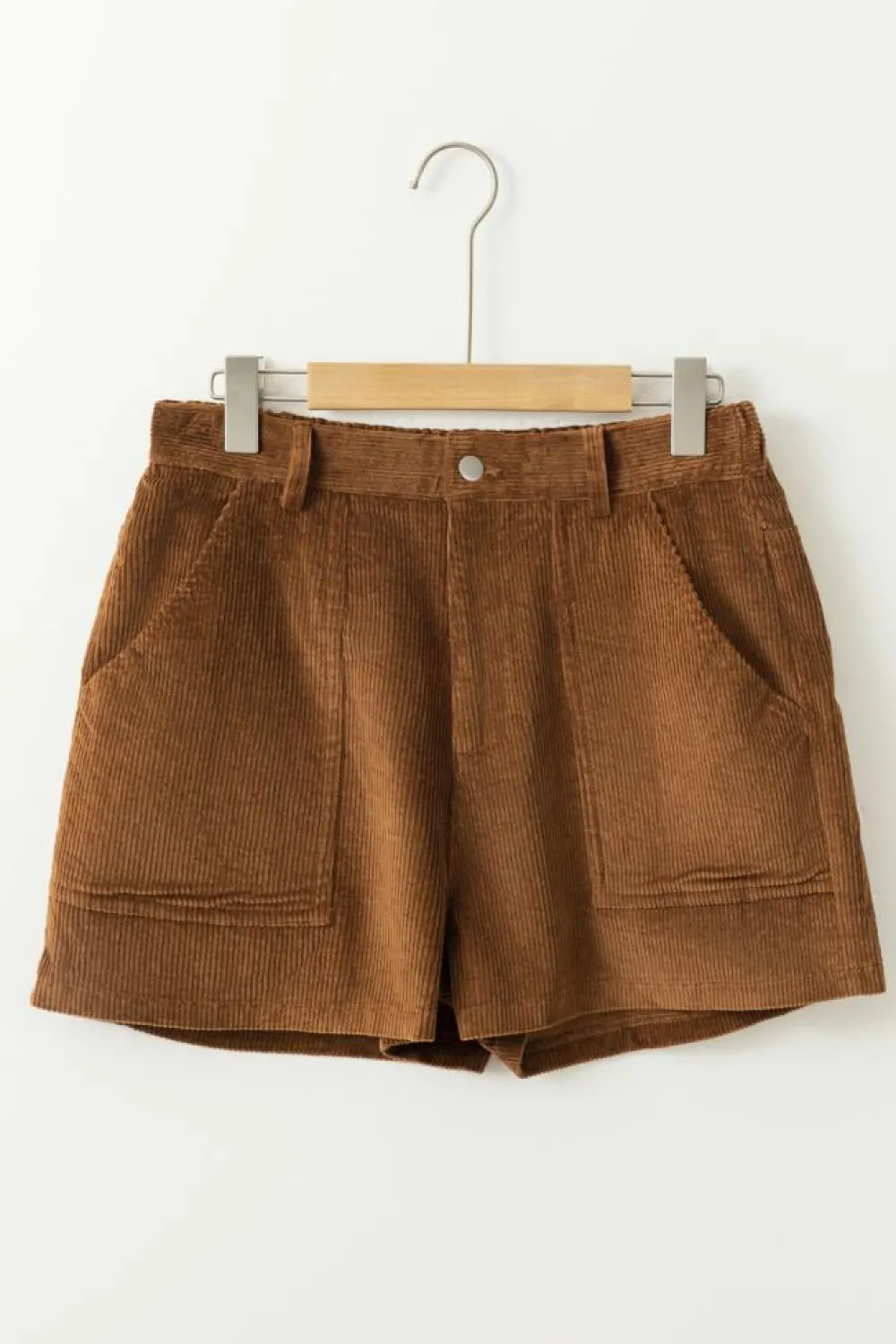 Outlet Dear-Lover Vintage Elastic Waist Back Pocketed Corduroy Shorts Brown