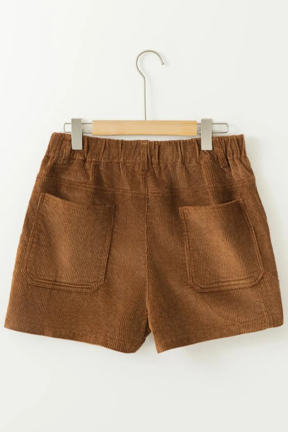 Outlet Dear-Lover Vintage Elastic Waist Back Pocketed Corduroy Shorts Brown