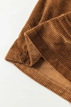 Outlet Dear-Lover Vintage Elastic Waist Back Pocketed Corduroy Shorts Brown