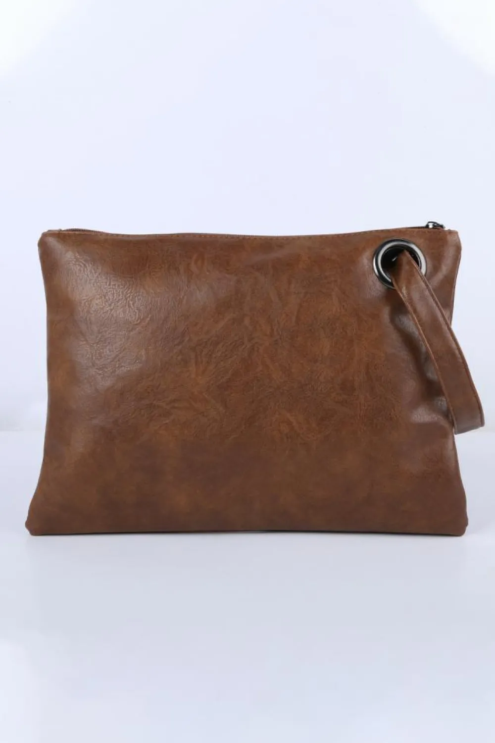 Online Dear-Lover Vintage Leather Oversized Clutch Bag Brown