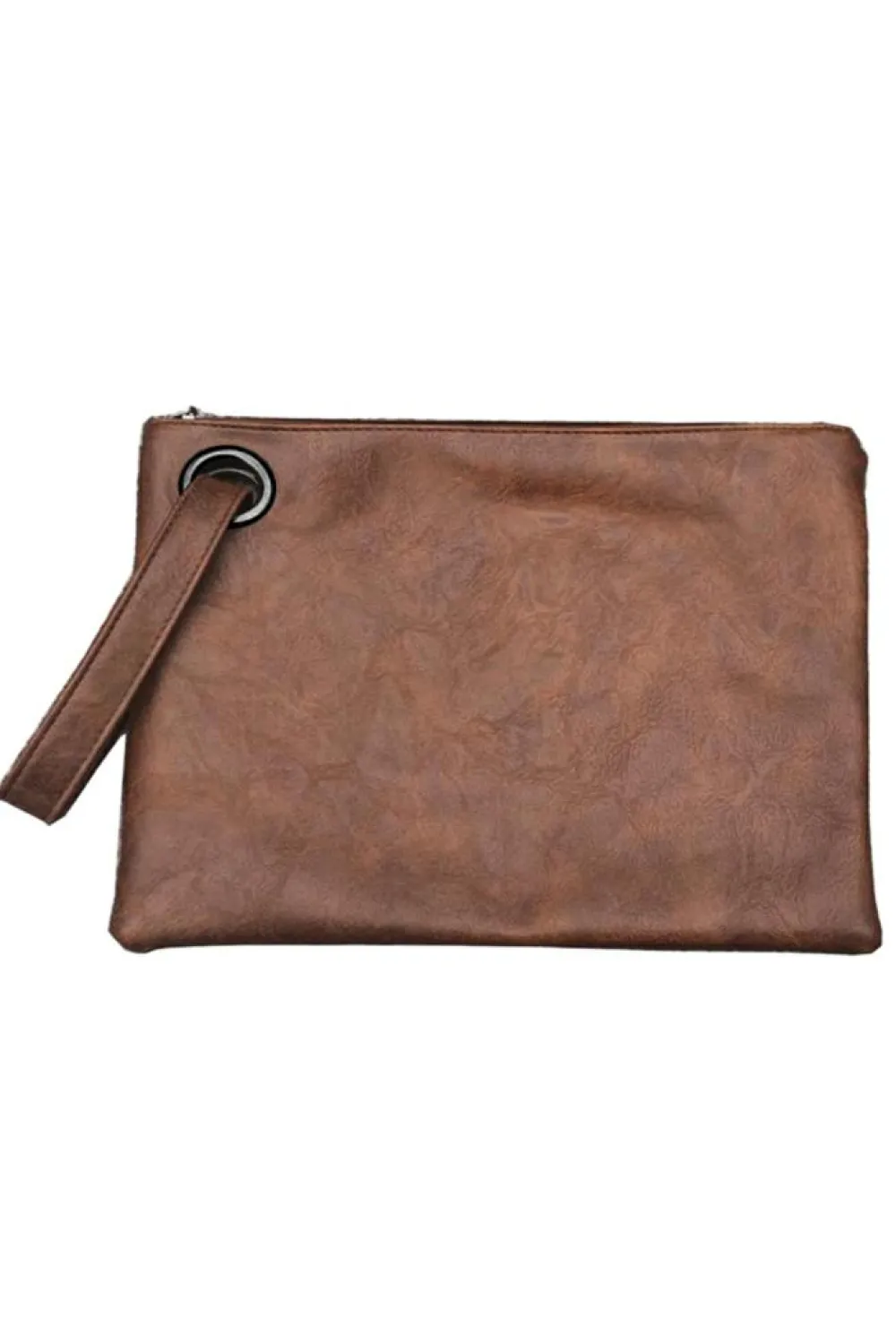 Online Dear-Lover Vintage Leather Oversized Clutch Bag Brown