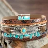New Dear-Lover Vintage Turquoise Multi-layer Leather Bracelet Brown