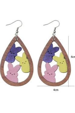 Outlet Dear-Lover Waterdrop Shape Easter Bunny Hook Earrings Brown