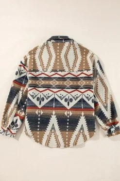 Outlet Dear-Lover Western Aztec Collared Button-up Sweatshirt Brown